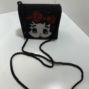 Rare Y2K Mini Betty Boop Bag Glass Beads design and glass bead strap, EUC